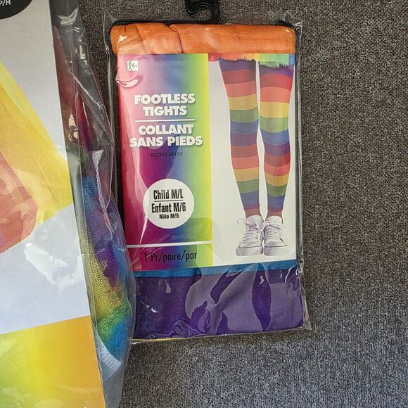 Rainbow Tutu Skirt Suit Yourself S/M Dress Halloween Child Costume And Tights - Picture 3 of 5